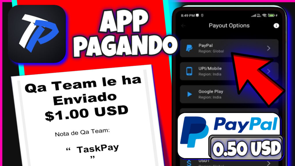 TaskPay: App para ganar dinero SCANEANDO QR paga por PayPal